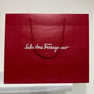 Salvatore Ferragamo Red/Burgundy Paper Shopping Bag | 22x9x18 inches